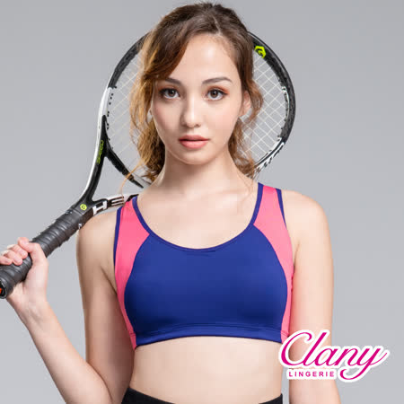 可蘭霓Clany台灣製顯瘦透氣防震加大尺碼無鋼圈無感M-2XLQ運動涼感內衣 活力藍6965-57 瑜珈重訓包覆♒20C001